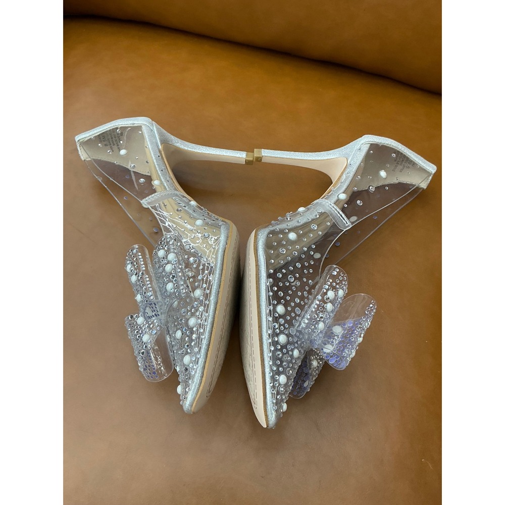 Jessica Simpson Avyria3 Pump Womens 8.5 Silver Pearl Rhinestone Bow - Picture 4 of 8